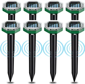 Mole Repellent Solar Powered 8 Pack, Solar Gopher Repellent ultrasonic Outdoor, Mole Vole Repellent Outdoor for Lawns Gardens