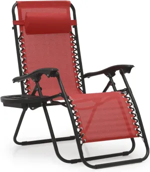 MoNiBloom Zero Gravity Chair Outdoor Folding Patio Lounge Chair for Outside Reclining Lawn Chair Recliner Beach Chair for Adults, Maroon
