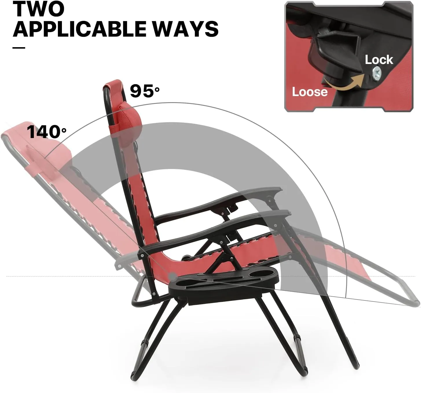 MoNiBloom Zero Gravity Chair Outdoor Folding Patio Lounge Chair for Outside Reclining Lawn Chair Recliner Beach Chair for Adults, Maroon