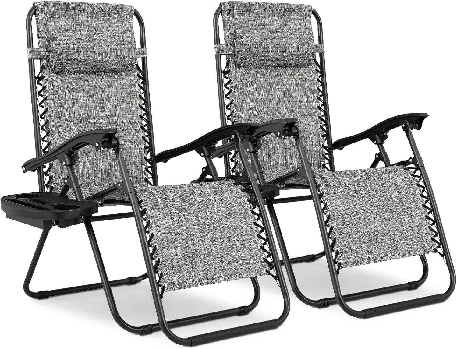 MoNiBloom Zero Gravity Chairs Set of 2 Outdoor Folding Patio Lounge Chairs for Outside Reclining Lawn Chairs Recliner Beach Chairs for Adults, Dark Grey
