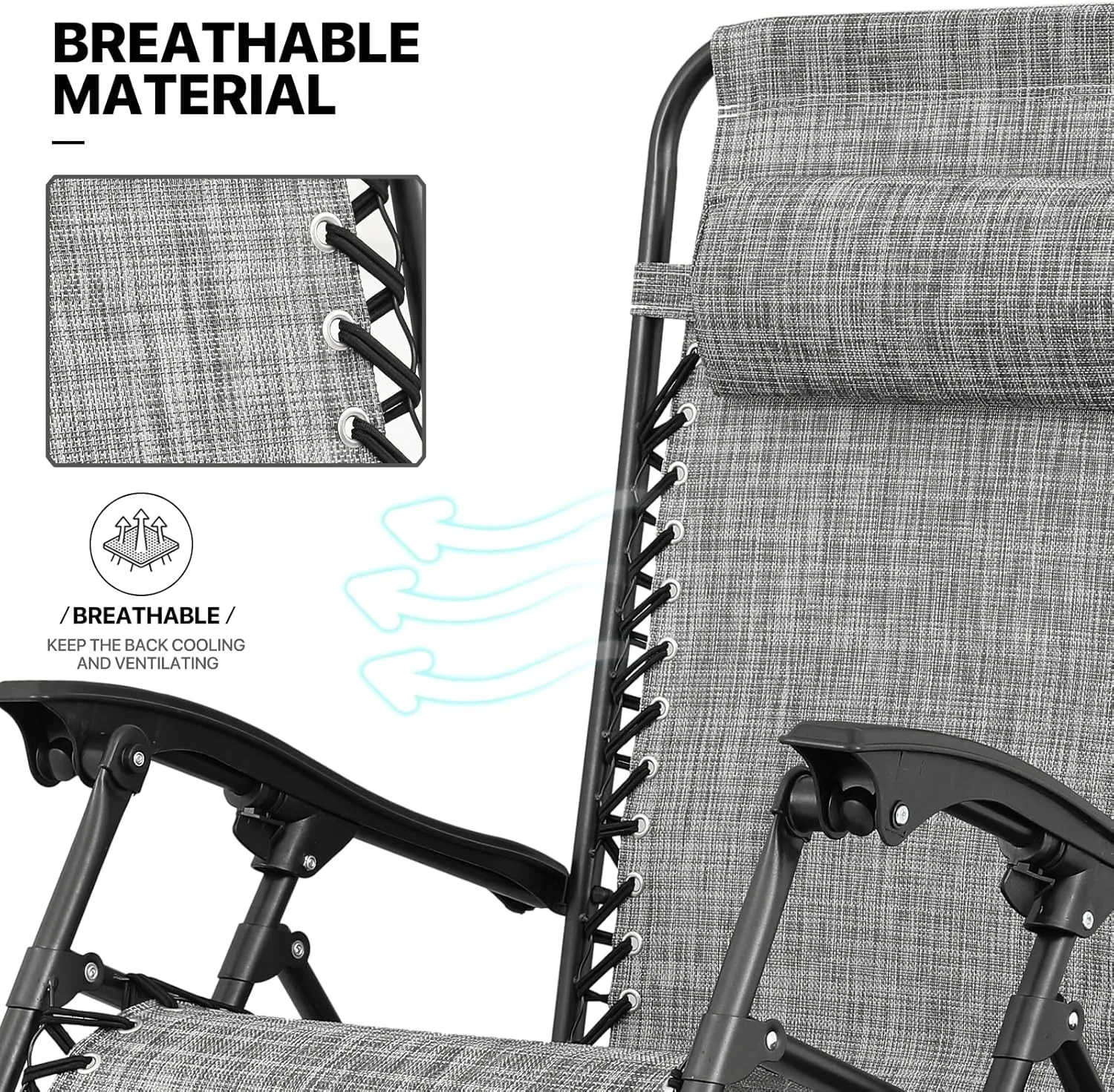 MoNiBloom Zero Gravity Chairs Set of 2 Outdoor Folding Patio Lounge Chairs for Outside Reclining Lawn Chairs Recliner Beach Chairs for Adults, Dark Grey