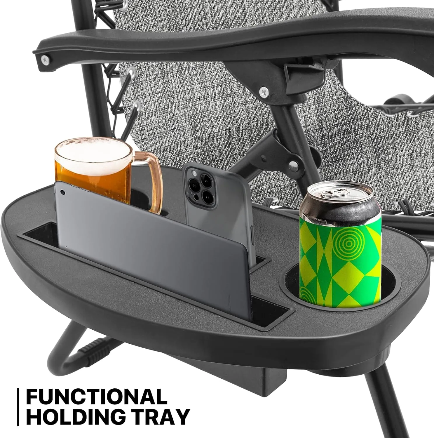 MoNiBloom Zero Gravity Chairs Set of 2 Outdoor Folding Patio Lounge Chairs for Outside Reclining Lawn Chairs Recliner Beach Chairs for Adults, Dark Grey