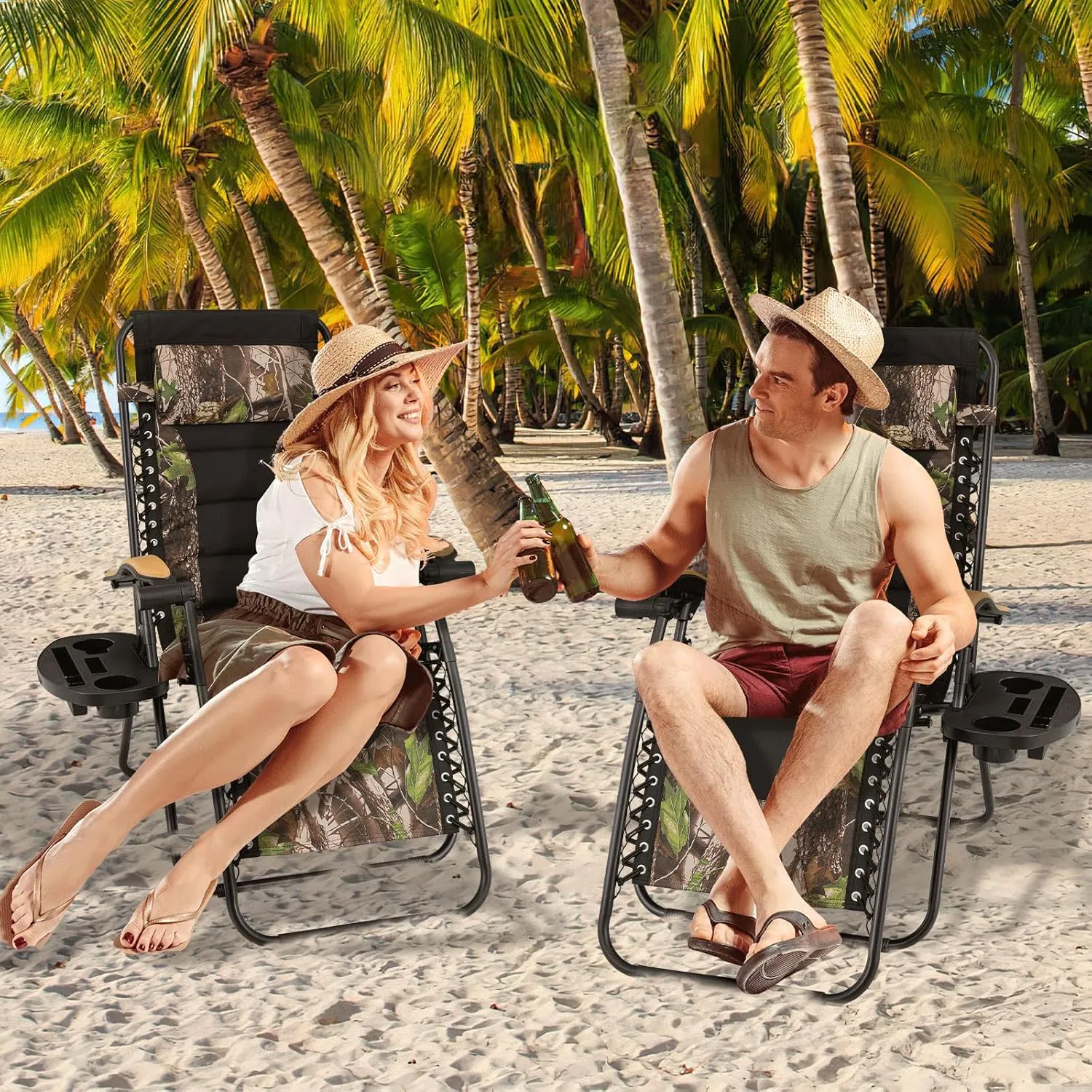 MoNiBloom Zero Gravity Chairs Set of 2 Outdoor Folding Patio Lounge Chairs for Outside Reclining Lawn Chairs Recliner Beach Chairs for Adults