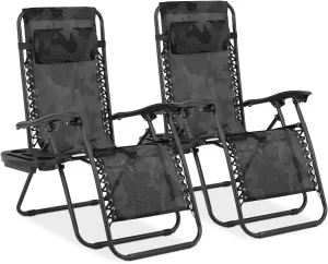MoNiBloom Zero Gravity Chairs Set of 2 Outdoor Folding Patio Lounge Chairs for Outside Reclining Lawn Chairs Recliner Beach Chairs for Adults