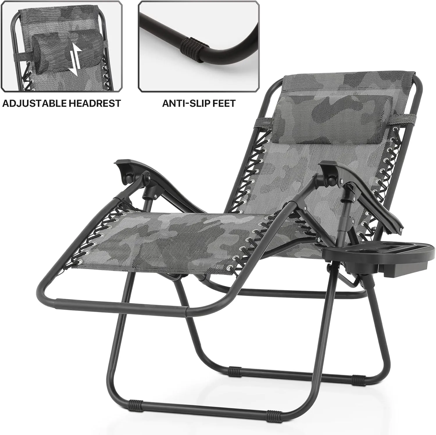 MoNiBloom Zero Gravity Chairs Set of 2 Outdoor Folding Patio Lounge Chairs for Outside Reclining Lawn Chairs Recliner Beach Chairs for Adults