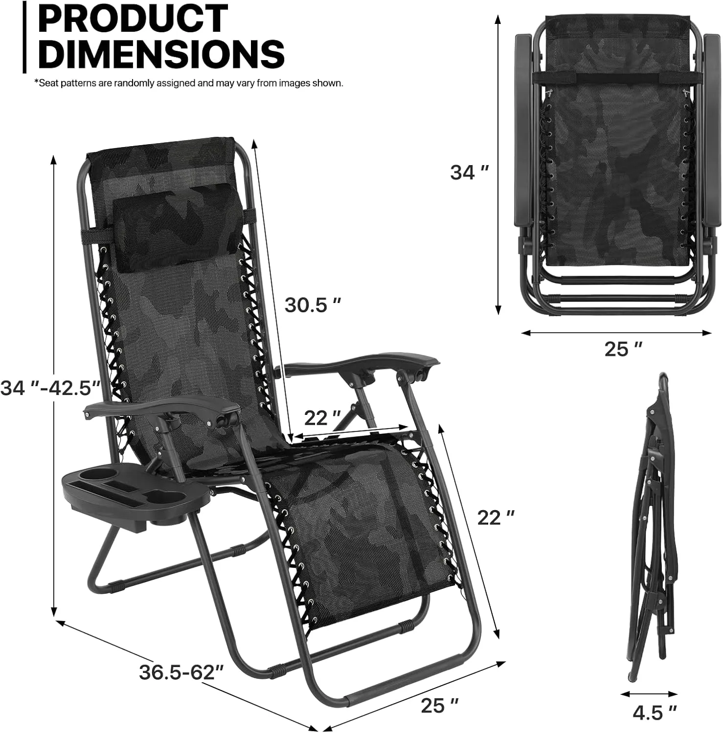 MoNiBloom Zero Gravity Chairs Set of 2 Outdoor Folding Patio Lounge Chairs for Outside Reclining Lawn Chairs Recliner Beach Chairs for Adults