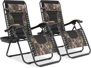 MoNiBloom Zero Gravity Chairs Set of 2 Outdoor Folding Patio Lounge Chairs for Outside Reclining Lawn Chairs Recliner Beach Chairs for Adults
