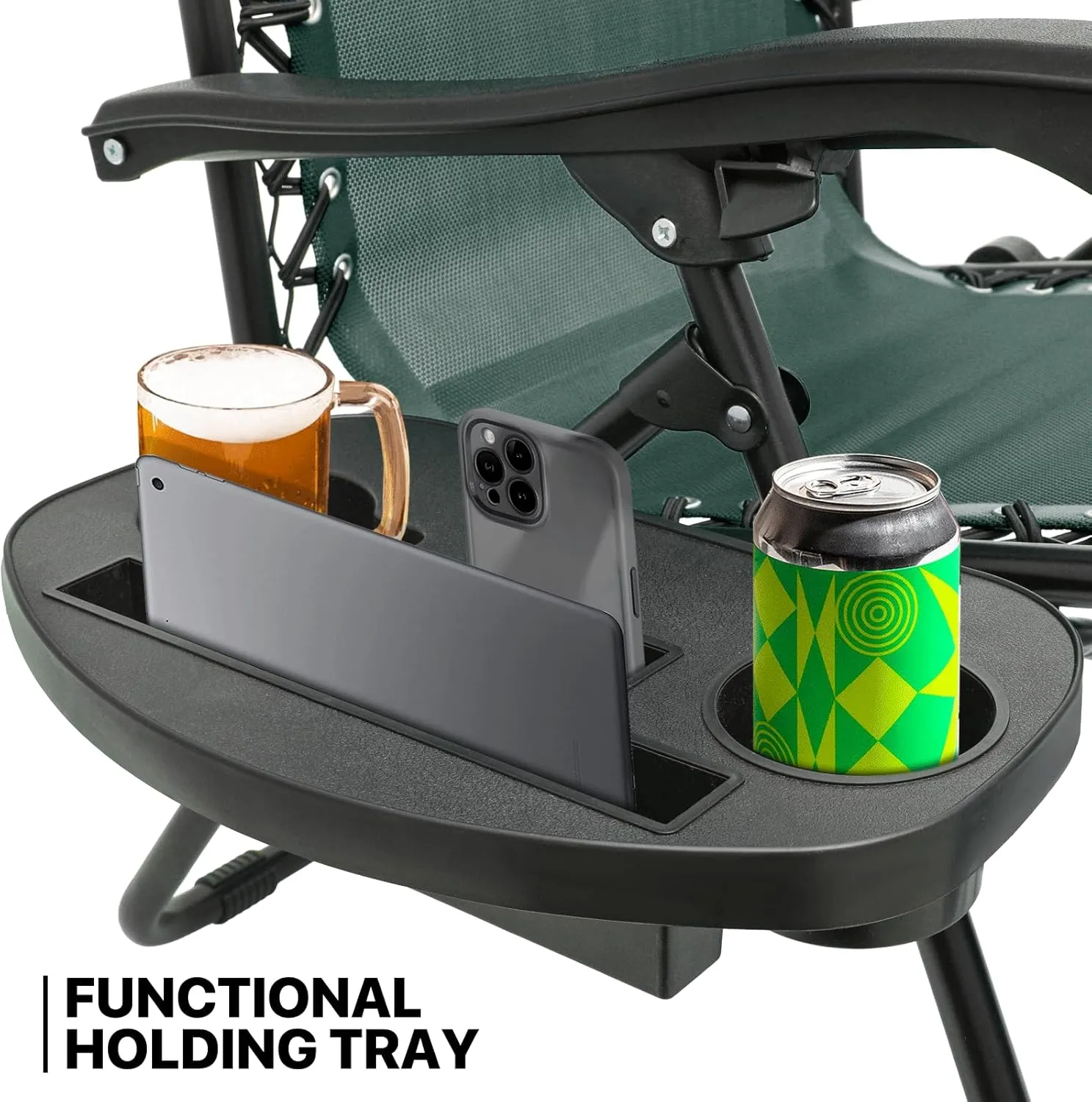 MoNiBloom Zero Gravity Chairs Set of 2 Outdoor Folding Patio Lounge Chairs for Outside Reclining Lawn Recliner Beach Chairs for Adults, Forest Green