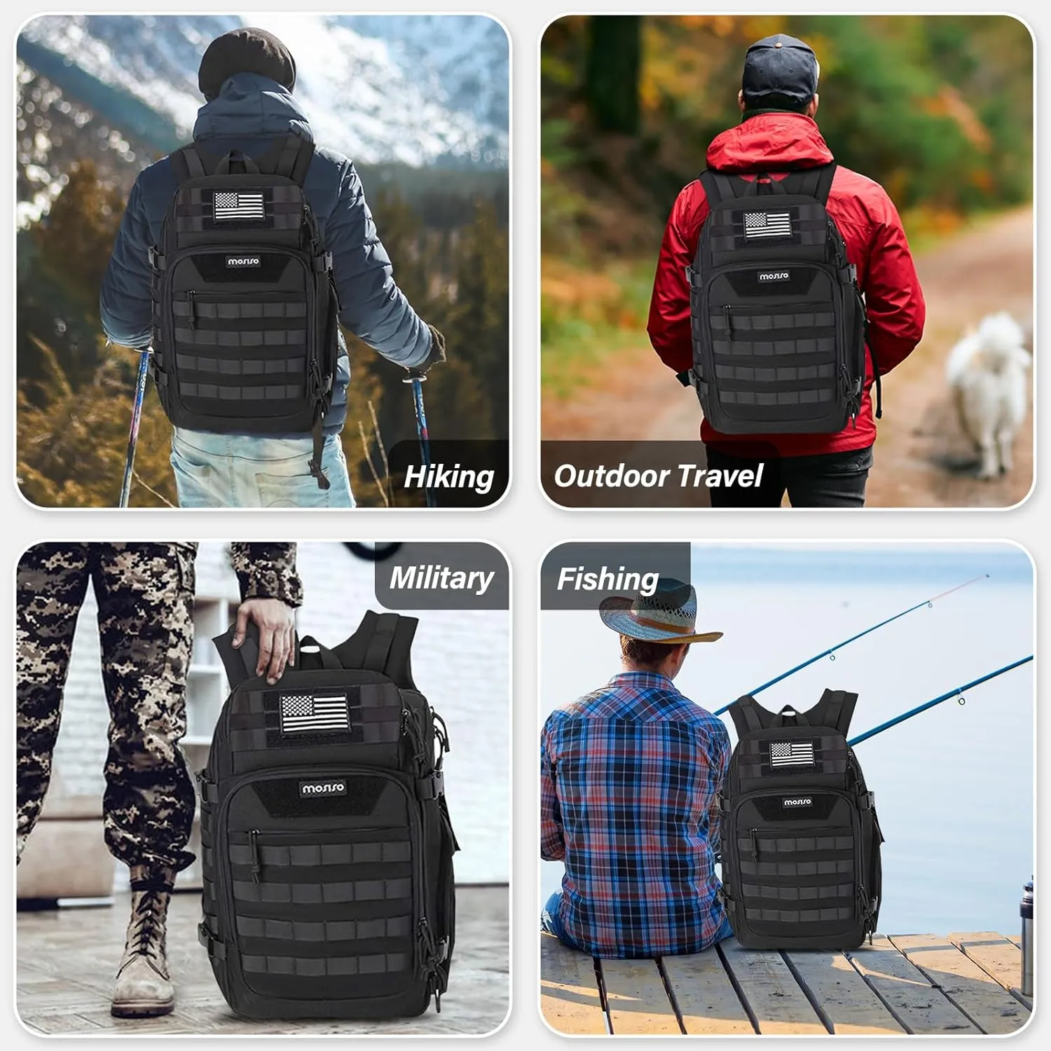MOSISO 30L Military Tactical Backpack for Men, Army Backpack Military Daypack 3 Day Assault Pack Hiking Rucksack Bug Out Bag