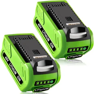 Munikind 【2Pack 40V 6.0Ah Replacemet Battery for Greenworks 40V Battery 6.0Ah 29472 29462 29252 20202 22262 Compatible with GreenWorks Battery Lithium G-MAX 40 Volt Cordless Chainsaw Tools (Green)