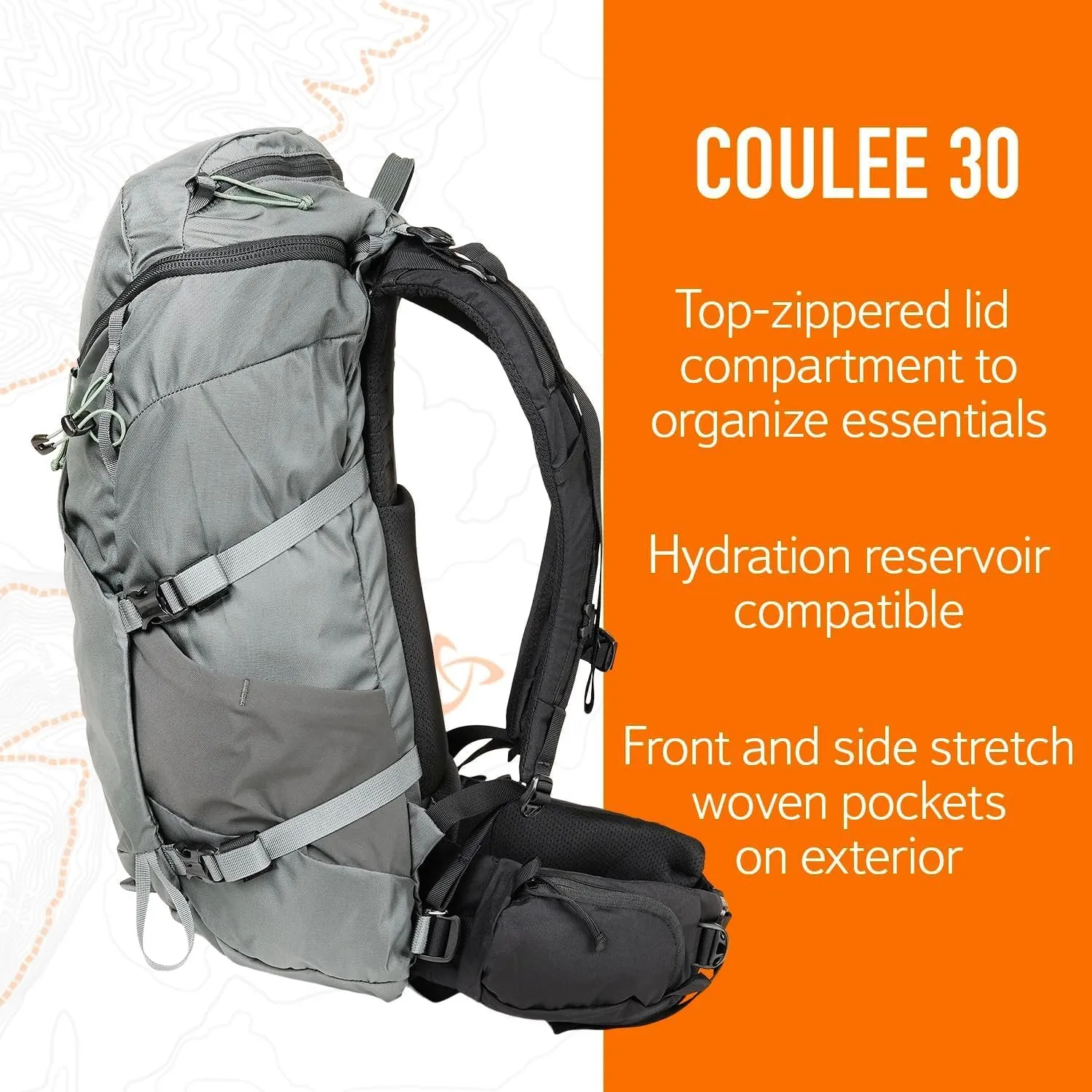 Mystery Ranch Coulee 30 Backpack - Lightweight Hiking Daypack, 30L, S/M, Mineral Gray
