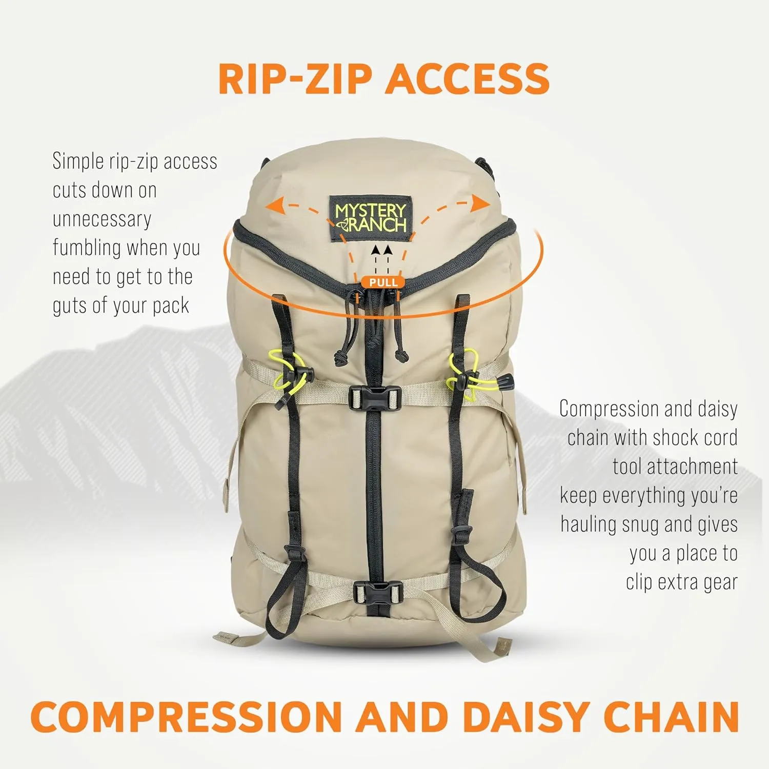 Mystery Ranch Gallagator 20 Daypack - Travel Bag to Hiking Backpack, Hummus Dobby, L/XL