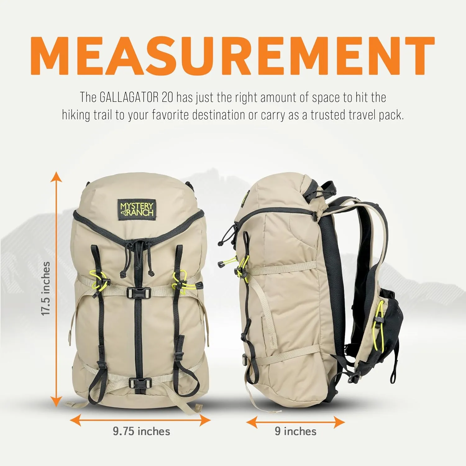 Mystery Ranch Gallagator 20 Daypack - Travel Bag to Hiking Backpack, Hummus Dobby, L/XL