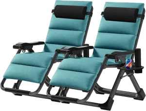NAIZEA Lounge Chair Patio Zero Gravity Chair Folding Adjustable Reclining Patio Chairs with Cup Holder, Ergonomic Patio Recliner Chairs for Kids and Adult for Indoor and Outdoor