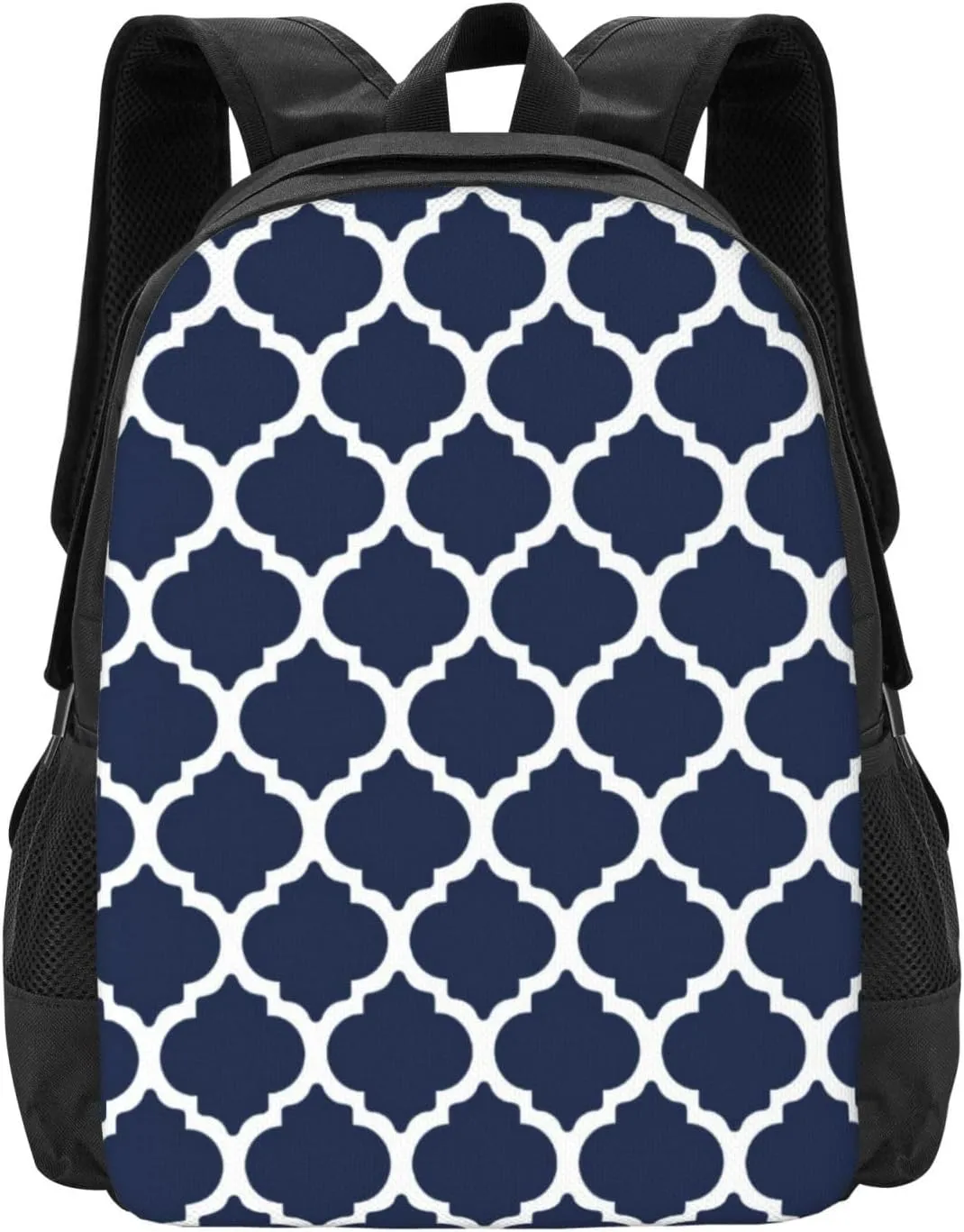Navy Blue And White Quatrefoil Lightweight Packable Backpack Travel Casual Hiking Daypack Foldable Backpack For Men Women