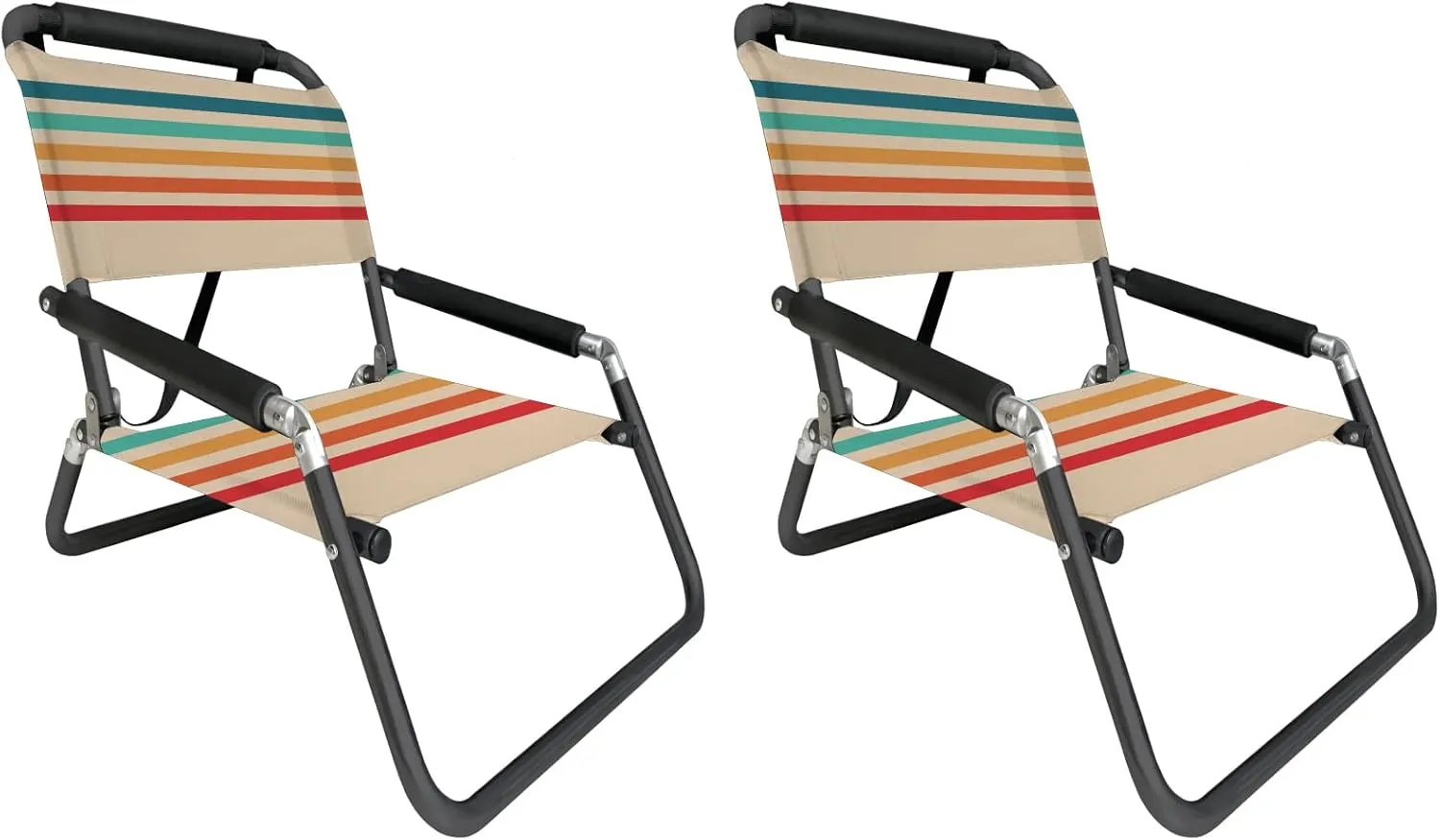 Neso Beach Chairs 2 Pack | Water Resistant with Shoulder Strap and Slip Pocket | Folds Thin (Rainbow, XL)