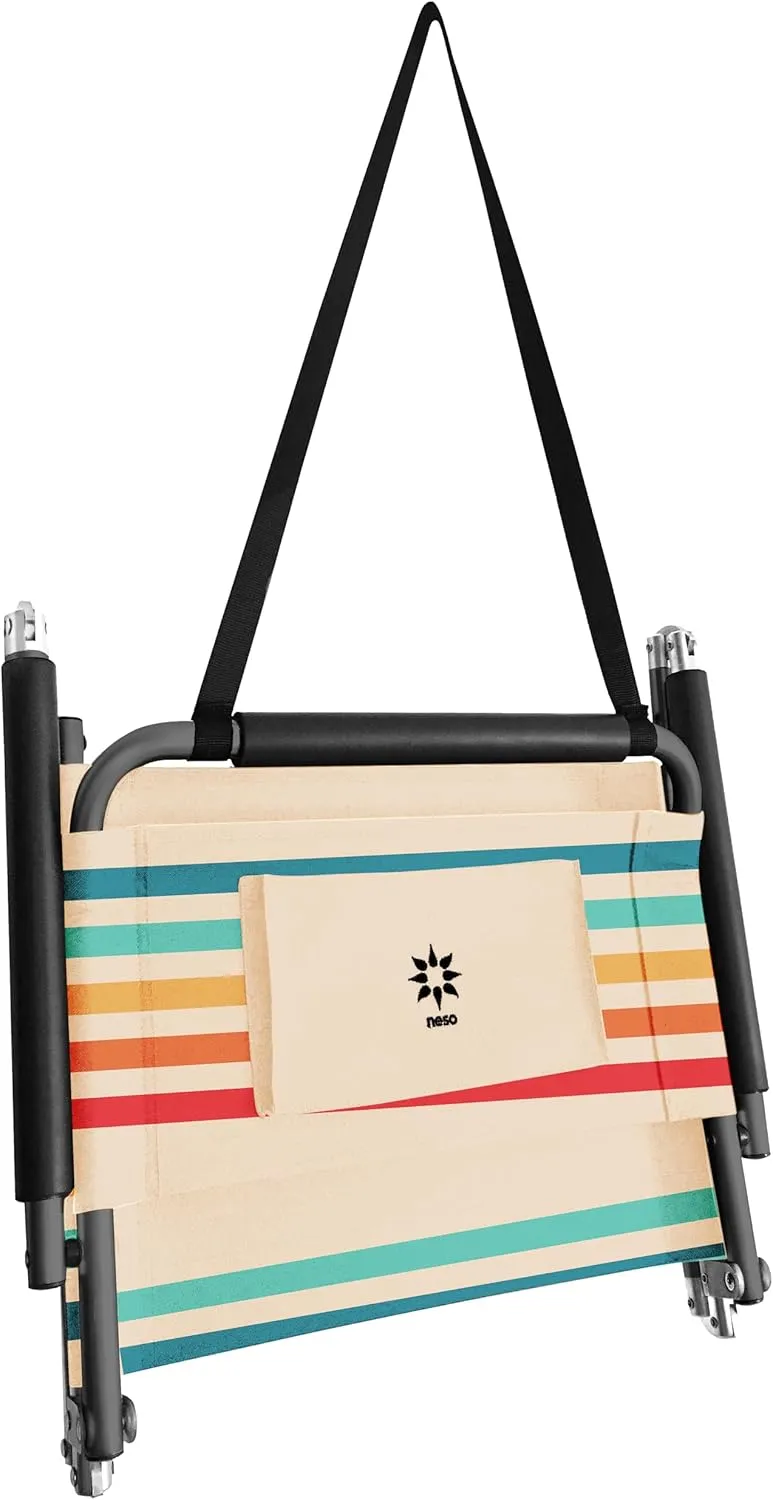 Neso Beach Chairs 2 Pack | Water Resistant with Shoulder Strap and Slip Pocket | Folds Thin (Rainbow, XL)