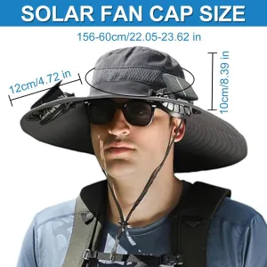 New Solar Fan Hat Sun Fishing Hat for Men Women with Solar Powered Panel Fans Built in Hiking Hats and Sunblock Sleeves