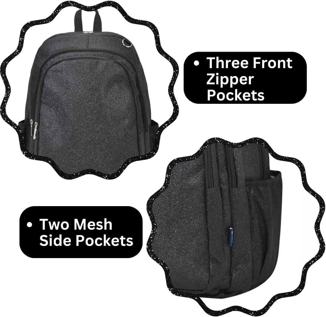 NGIL Glitter Performance Large Canvas Sports Backpack, Dance Backpack, Gymnastics, Cheerleader Essential Backpacks (Glitter-Black)