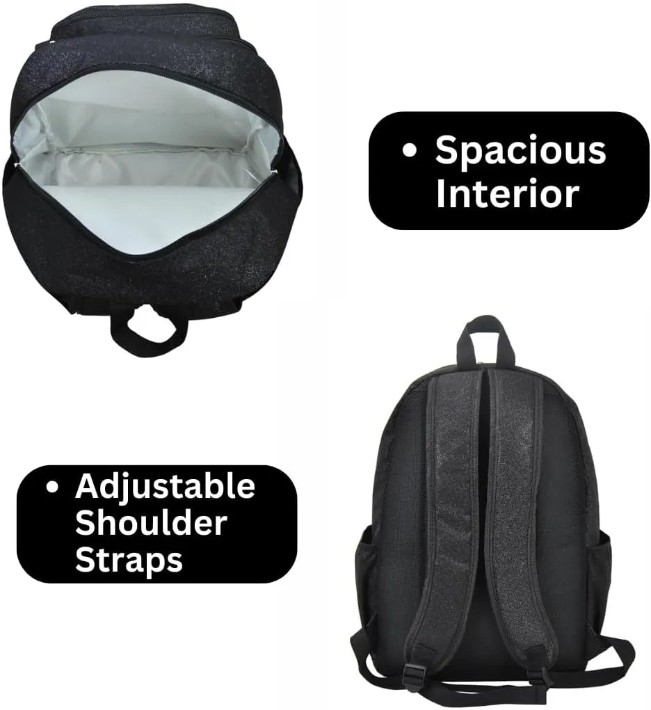 NGIL Glitter Performance Large Canvas Sports Backpack, Dance Backpack, Gymnastics, Cheerleader Essential Backpacks (Glitter-Black)
