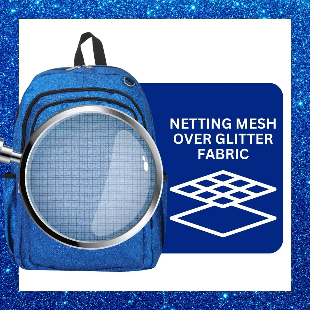 NGIL Glitter Performance Large Canvas Sports Backpack, Dance Backpack, Gymnastics, Cheerleader Essential Backpacks (Glitter-Royal)