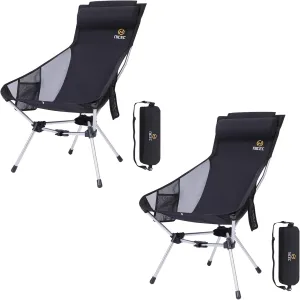 Nice C Camping Table, Folding Table, Grill Table, Folding Camping Table with 4 Side Tables   Ultralight High Back Folding Camping Chair, Backpacking Chair, Compact & Heavy Duty Outdoor 2-P