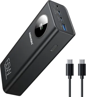 NOHON Power Bank 26800mAh Portable Charger: 65W Fast Charging USB C PD3.0 Battery Pack with LED Display | 4-Port Powerbank Compatible with iPhone 15 14 13 12 11 MacBook IPad AirPods Samsung S Series