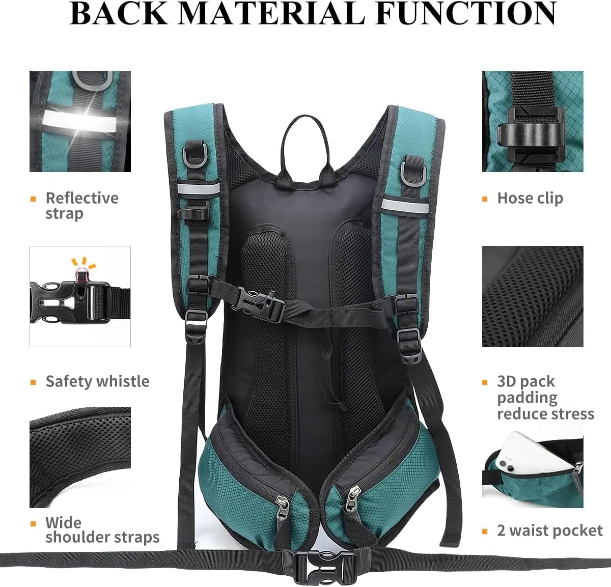 NONSAR Hydration Backpack, Hiking Backpack with 3L Water Bladder, Lightweight Insulation Hydration Pack, Water Backpack for Hiking, Cycling, Running, Festival, Camping for Men Women