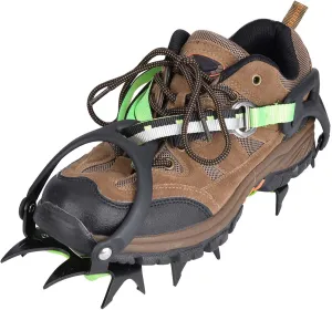 Nonslip Spikes Ice Grips 14 Teeth Crampons Anti Slip Shoe Grips for Outdoor Snow Hiking, Stainless Steel