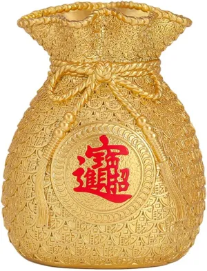 NUOBESTY Coin Bank Piggy Bank Feng Shui Money Bag Coin Shaped Bank Wealth Money Bank Resin Saving Coin Box for Chinese Fortune and Luck Desktop Home Lucky Ornament Decor
