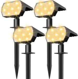 NYMPHY Solar Lights Outdoor Waterproof IP68, 56 LED 3 Lighting Modes Solar Powered Garden Yard Spot Solar Lights for Outside Landscape- 4 Pack (Warm White)