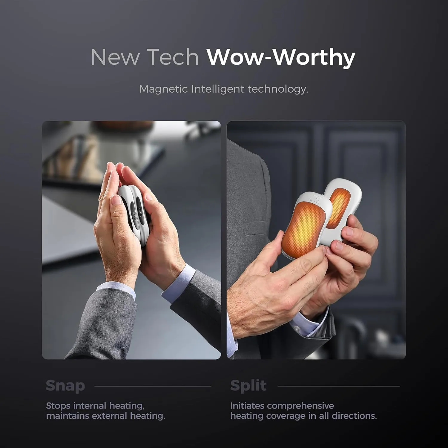 OCOOPA Magnetic Rechargeable Hand Warmers, True Double Warmth Handwarmers 10000mAh, Up to 15 Hours, Max 136℉, Electric Heater, for Men, Women, Golf/Hunting/Camping/Cold Weather, UT3 PRO