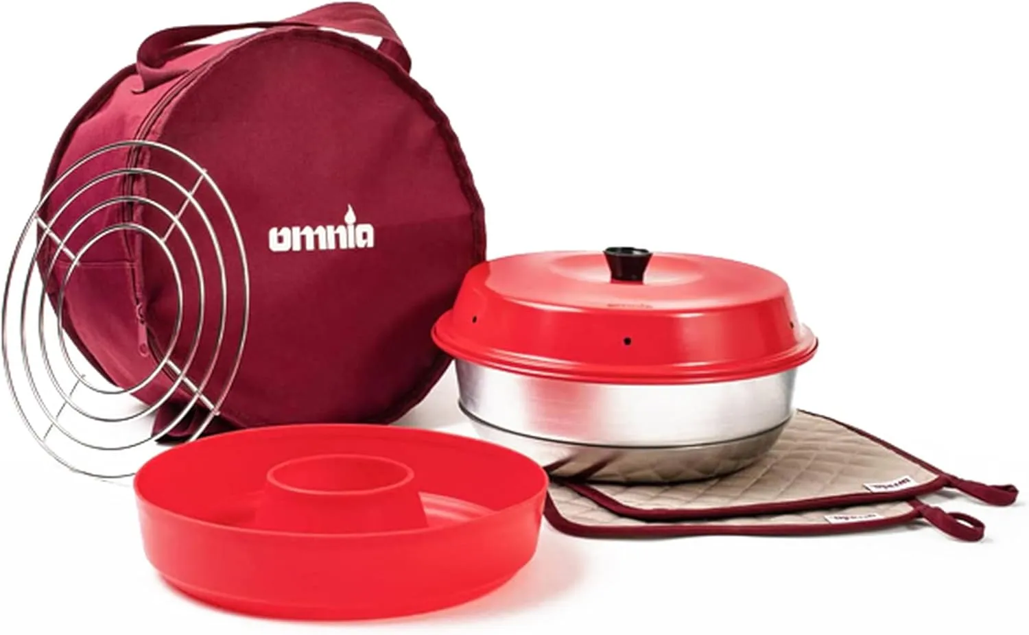 Omnia Kit 1, Set of 5 Products - Camp Oven, Silicone Mold, Potholders, Baking Grid and Storage Bag - Ultimate Starter Kit for Omnia Recreational Oven