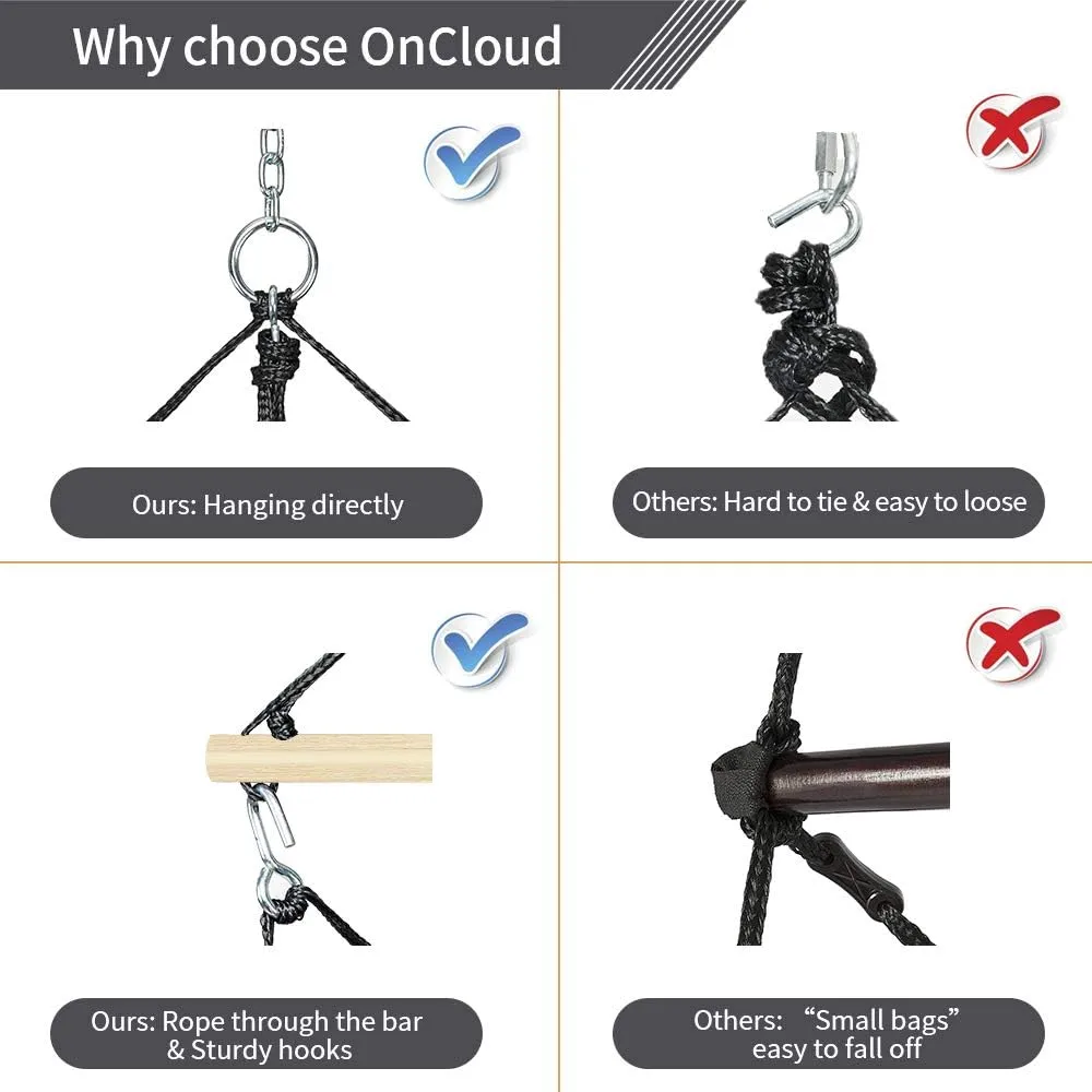 ONCLOUD Upgraded Unique Hammock Hanging Sky Chair, Air Deluxe Swing Seat with Rope (Green)