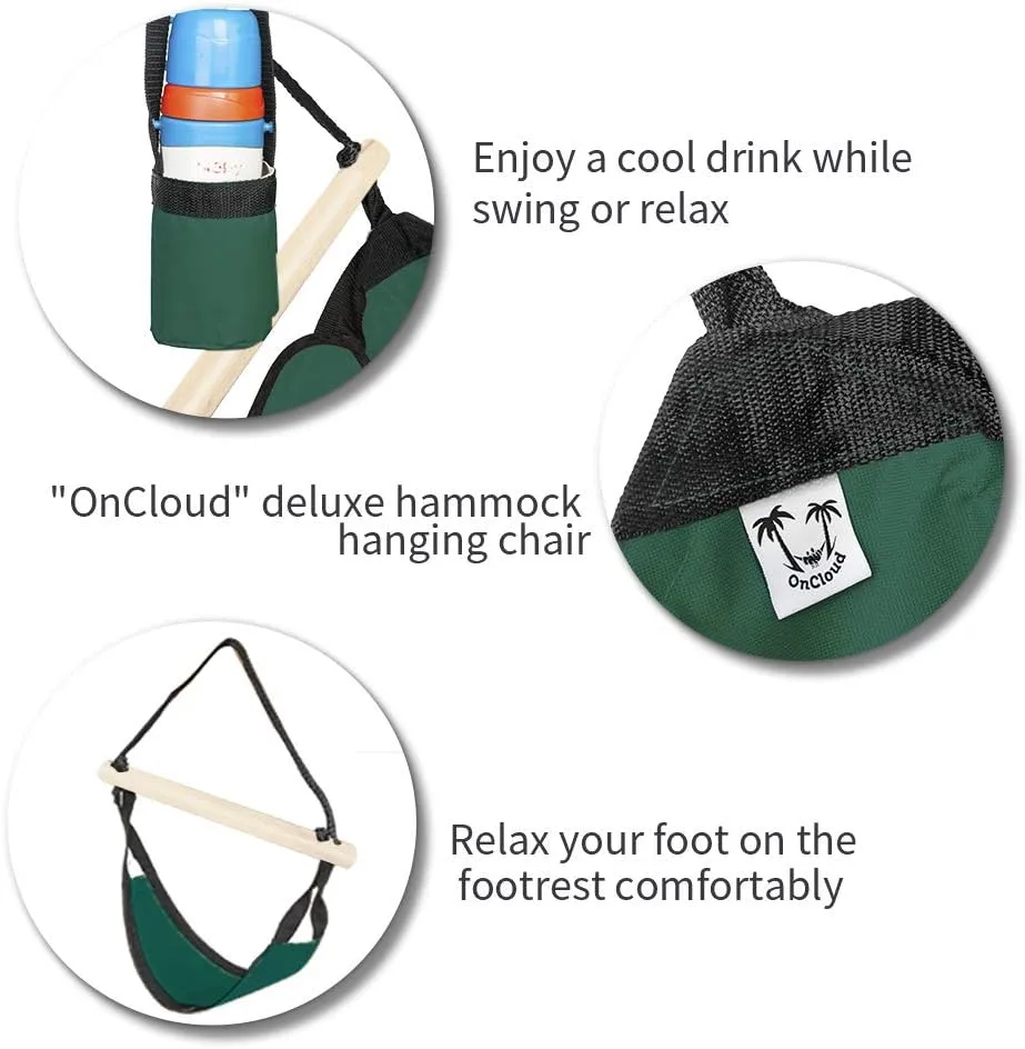 ONCLOUD Upgraded Unique Hammock Hanging Sky Chair, Air Deluxe Swing Seat with Rope (Green)
