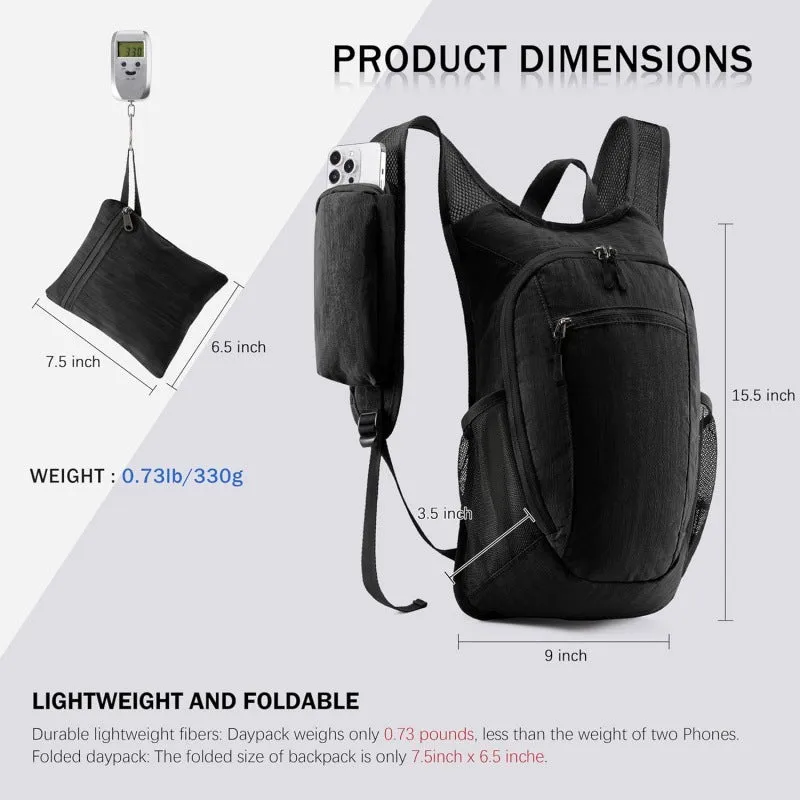 Orange Lightweight Foldable Backpack - Great for Hiking and Travel Backpacks