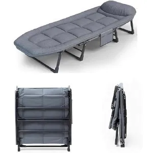 Organized Home Outdoor Stable Eight-Legged Folding Portable Leisure Recliner with Mattress Office Single Recliner Office Workers Nap Artifact Portable American Bed (60cm X 180cm)