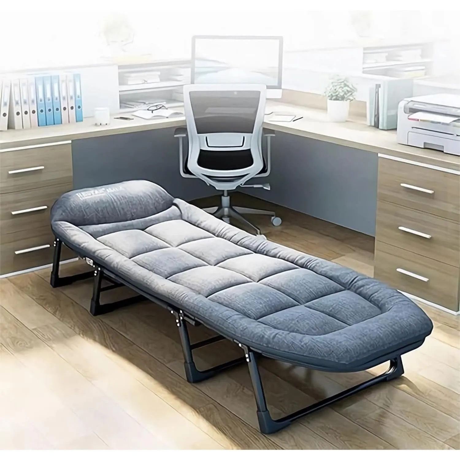 Organized Home Outdoor Stable Eight-Legged Folding Portable Leisure Recliner with Mattress Office Single Recliner Office Workers Nap Artifact Portable American Bed (60cm X 180cm)