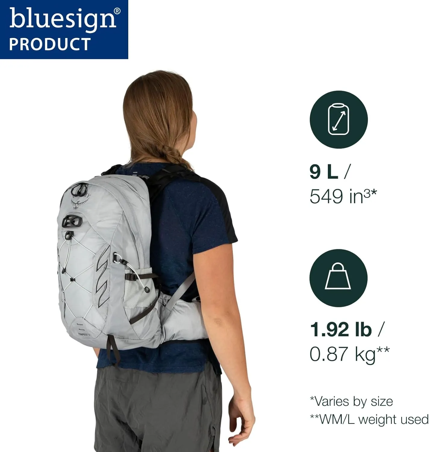 Osprey Tempest 9L Women's Hiking Backpack with Hipbelt, Stealth Black, WM/L