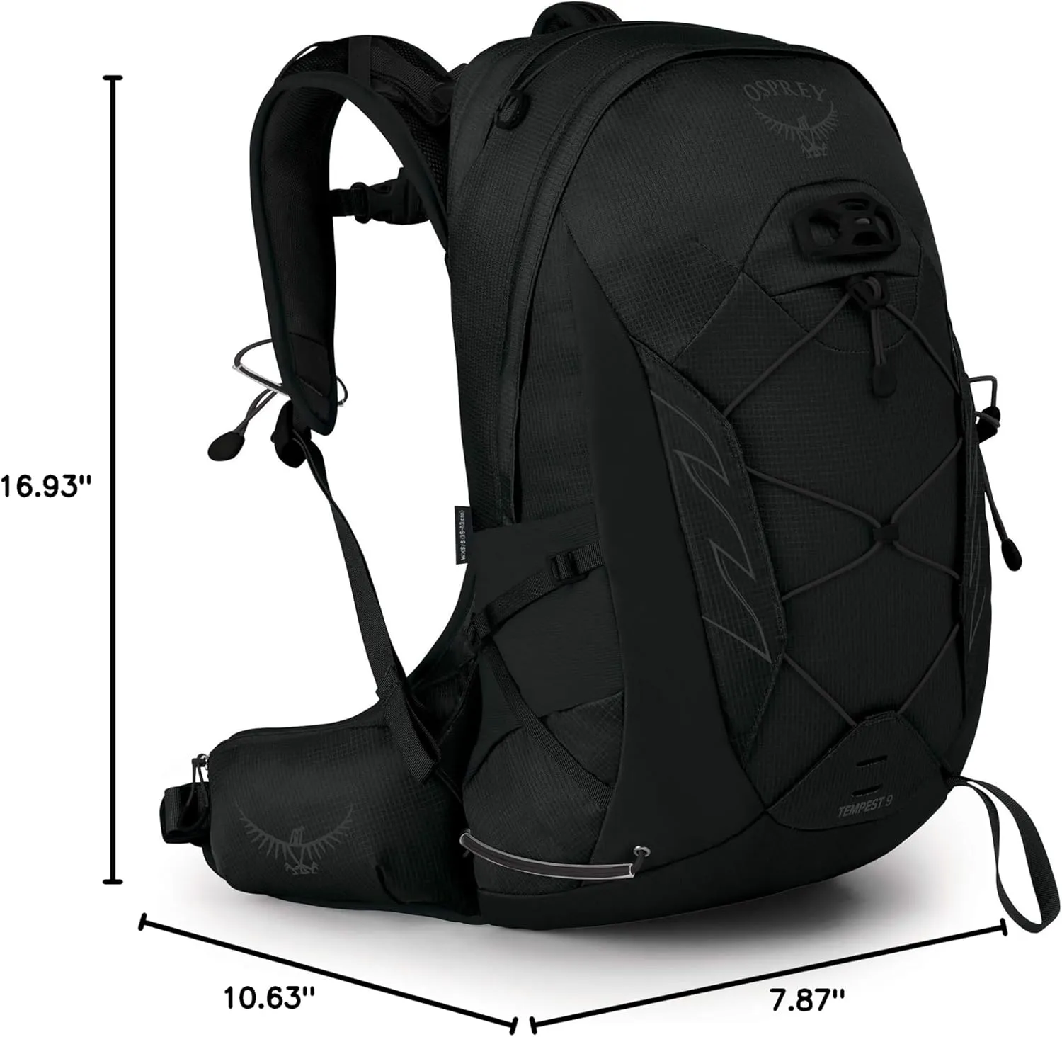 Osprey Tempest 9L Women's Hiking Backpack with Hipbelt, Stealth Black, WXS/S