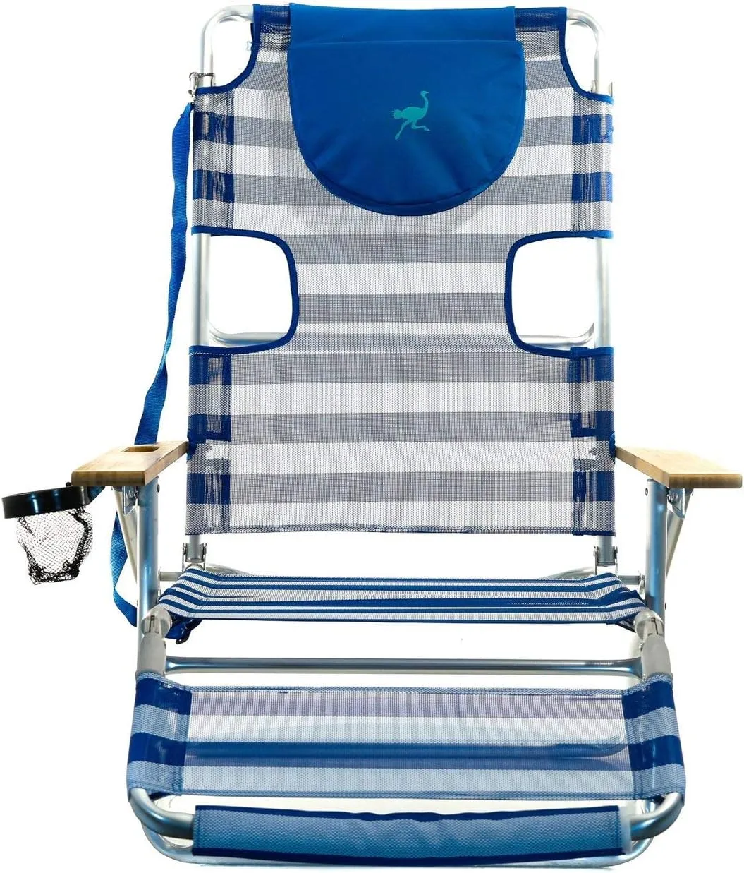 Ostrich 3-N-1 Lightweight Comfortable Aluminum Multi-Position Relaxing Reclining Beach Chair, Striped (2 Pack)