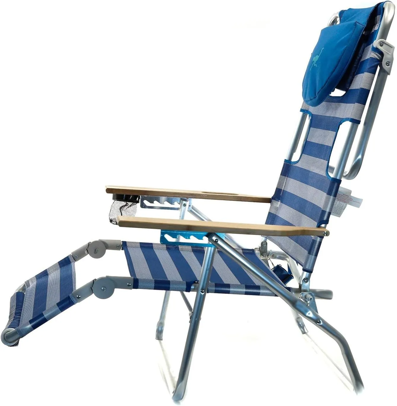 Ostrich 3-N-1 Lightweight Comfortable Aluminum Multi-Position Relaxing Reclining Beach Chair, Striped (2 Pack)