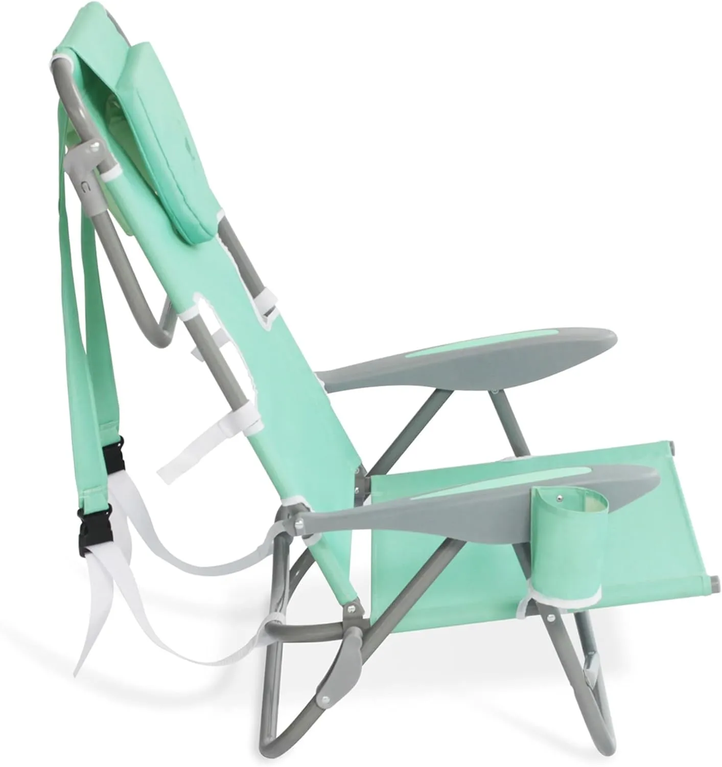 Ostrich Lightweight Portable Outdoor On Your Back Folding Chair for Relaxing with 5 Seat Adjustment Backpack Straps and Cup Holder, Teal (2 Pack)