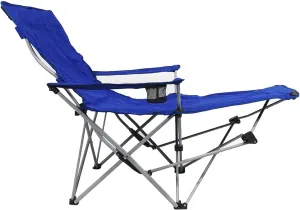 Outdoor Deck Chair Camping Lounge Portable Reclining Folding with Footrest & Storage Bag Recliner Backpack