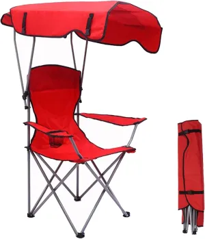 Outdoor Foldable Canopy Chair, for Travel Beach Party Lightweight Portable Lawn Seat with Shade Folding Camping Recliner Chair Lounger