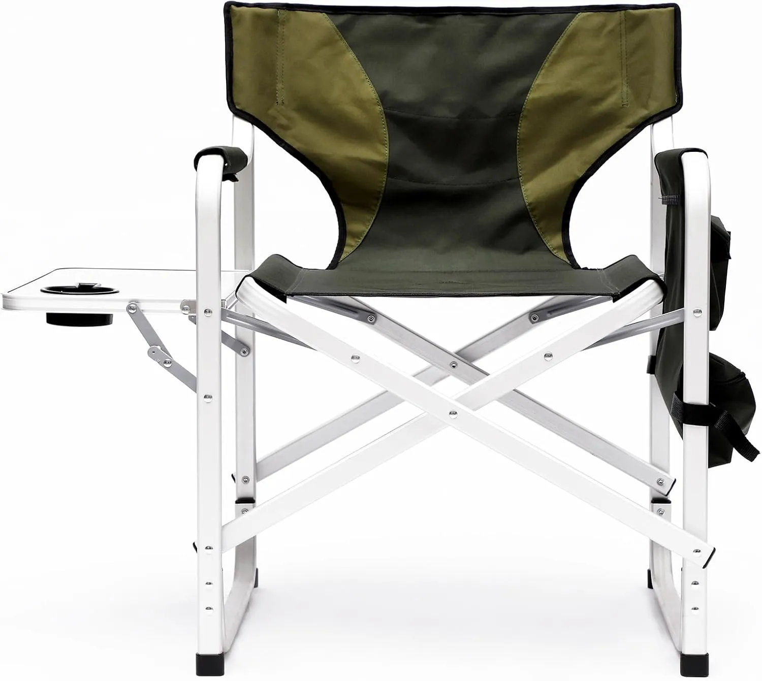 Outdoor Folding Camping Chair with Side Table and Storage Pockets, Lightweight Hunting Chair Oversized Directors Chair for Indoor, Outdoor Camping, Picnics and Fishing, Green