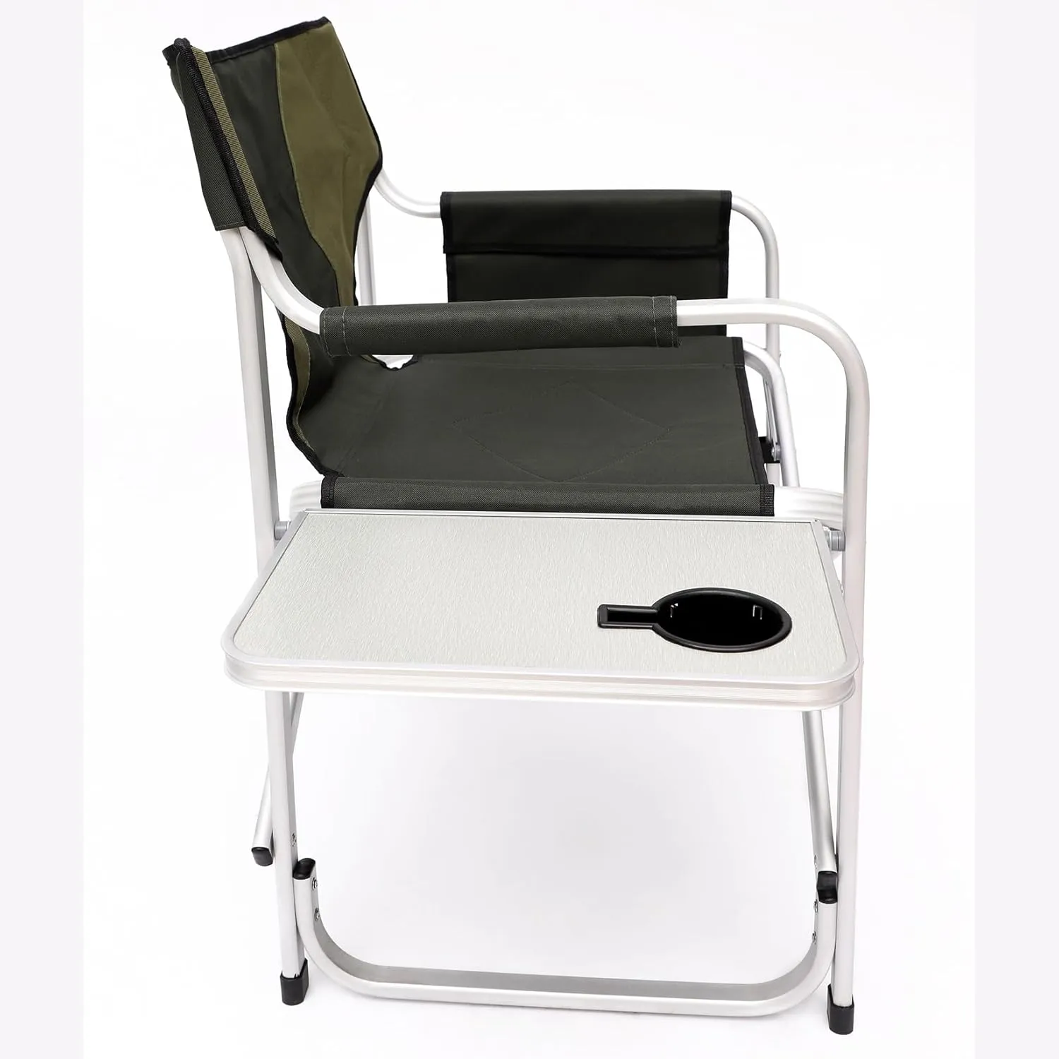 Outdoor Folding Camping Chair with Side Table and Storage Pockets, Lightweight Hunting Chair Oversized Directors Chair for Indoor, Outdoor Camping, Picnics and Fishing, Green