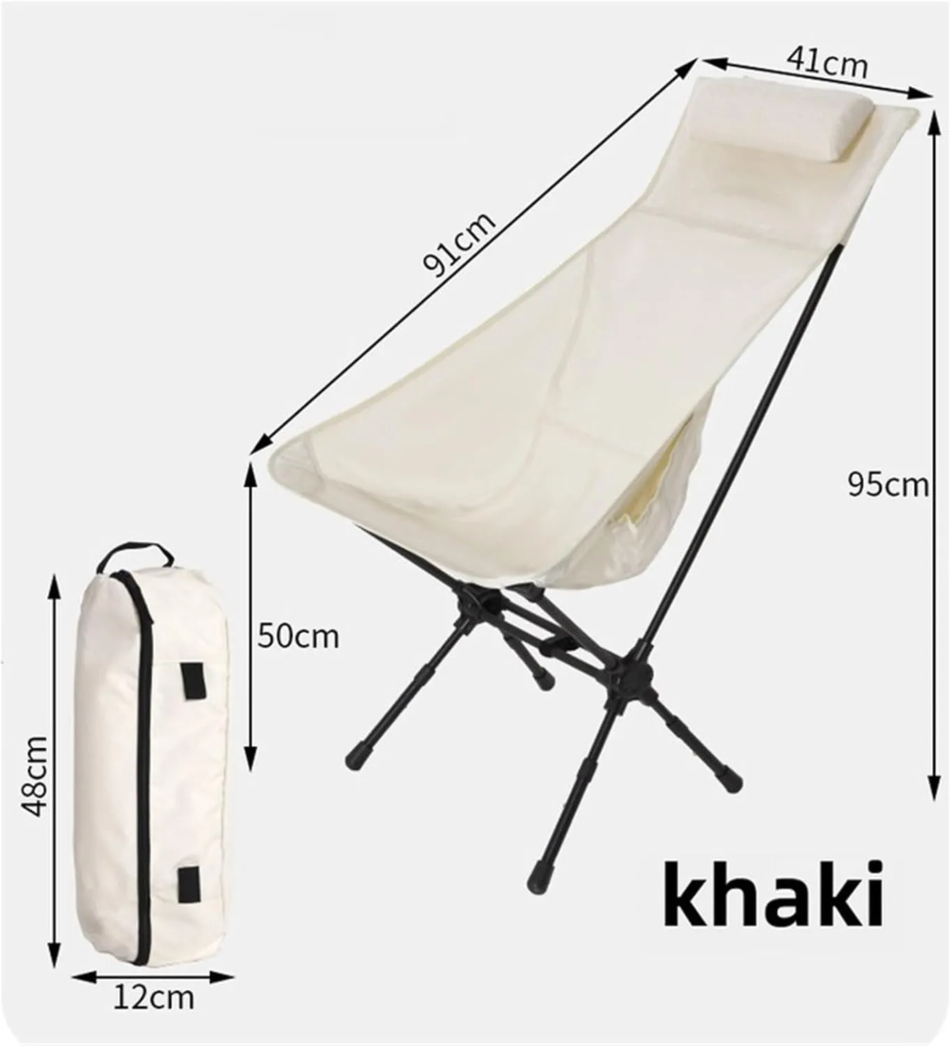 Outdoor Folding Chair Alloy Ultra-Light Portable Fishing Director Chair Beach Chair Camping High Back Chair(White)