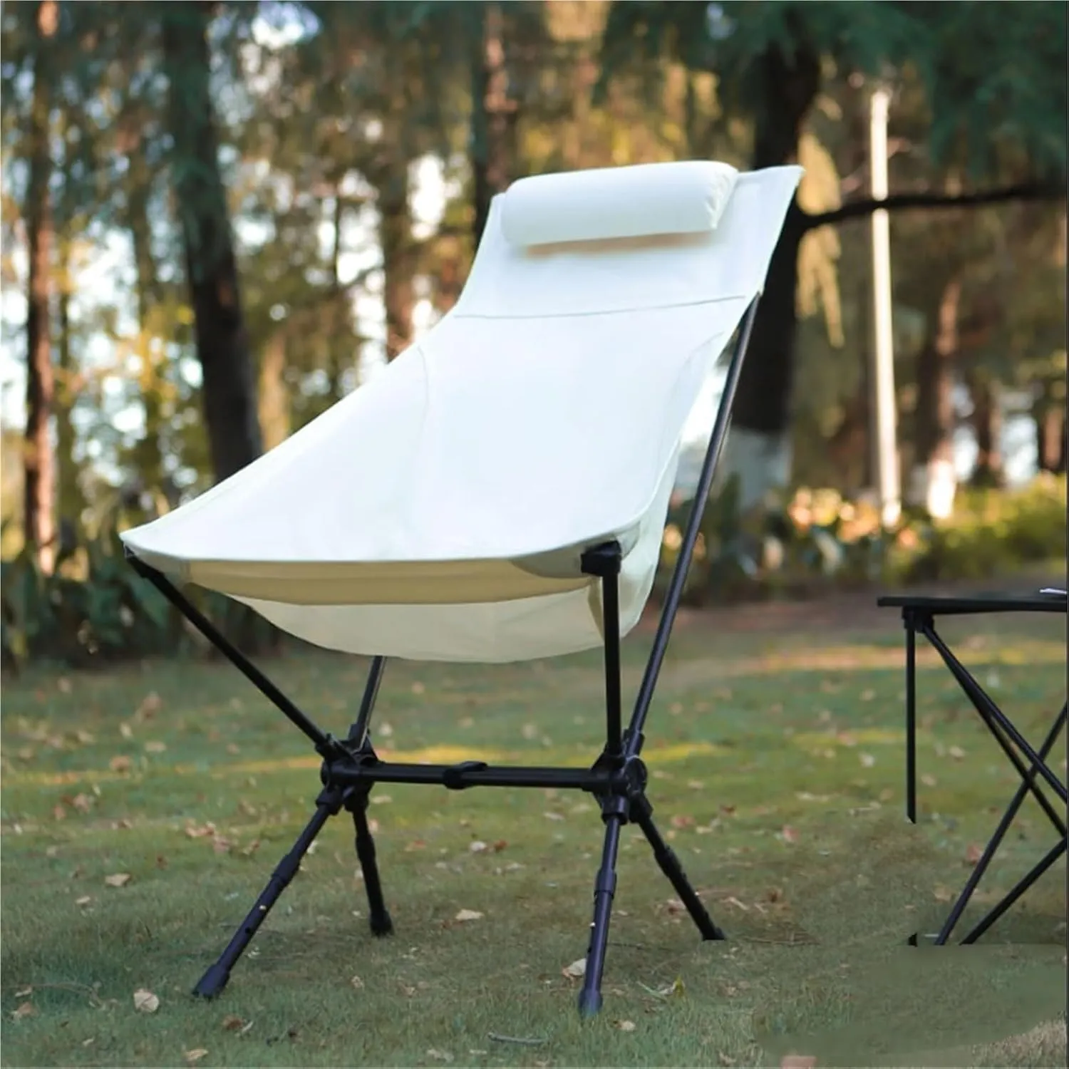 Outdoor Folding Chair Alloy Ultra-Light Portable Fishing Director Chair Beach Chair Camping High Back Chair(White)