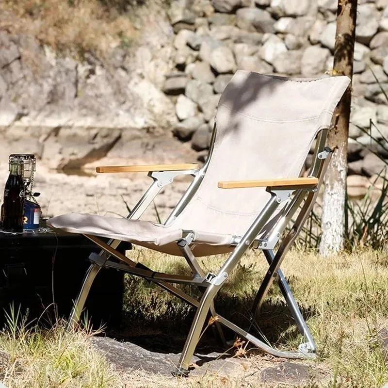 Outdoor Folding Chair Aluminium Portable Recliner Camping Leisure Armchair Real Fishing Beach